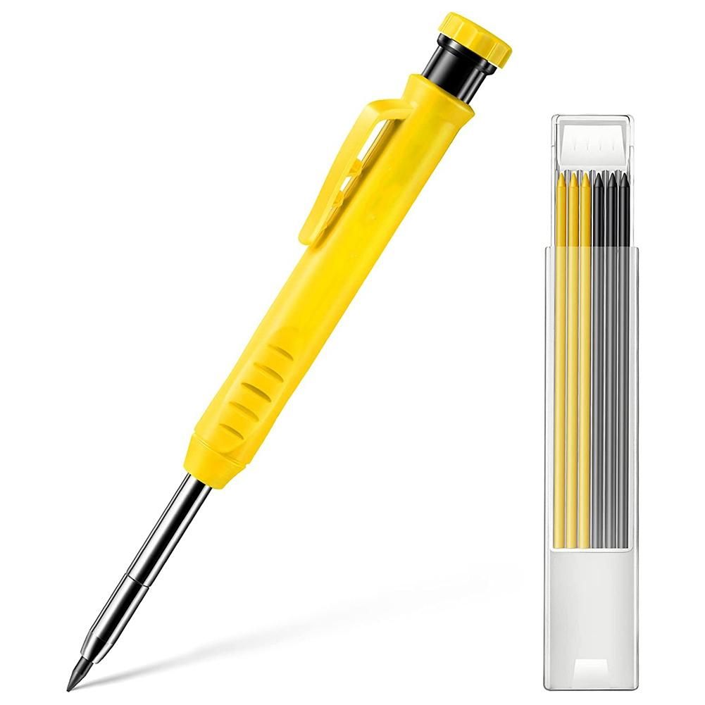 Solid Woodworking Pencil Set for Construction, 7 Refills Built-In Sharpener, for Scissors Woodworking Architect B