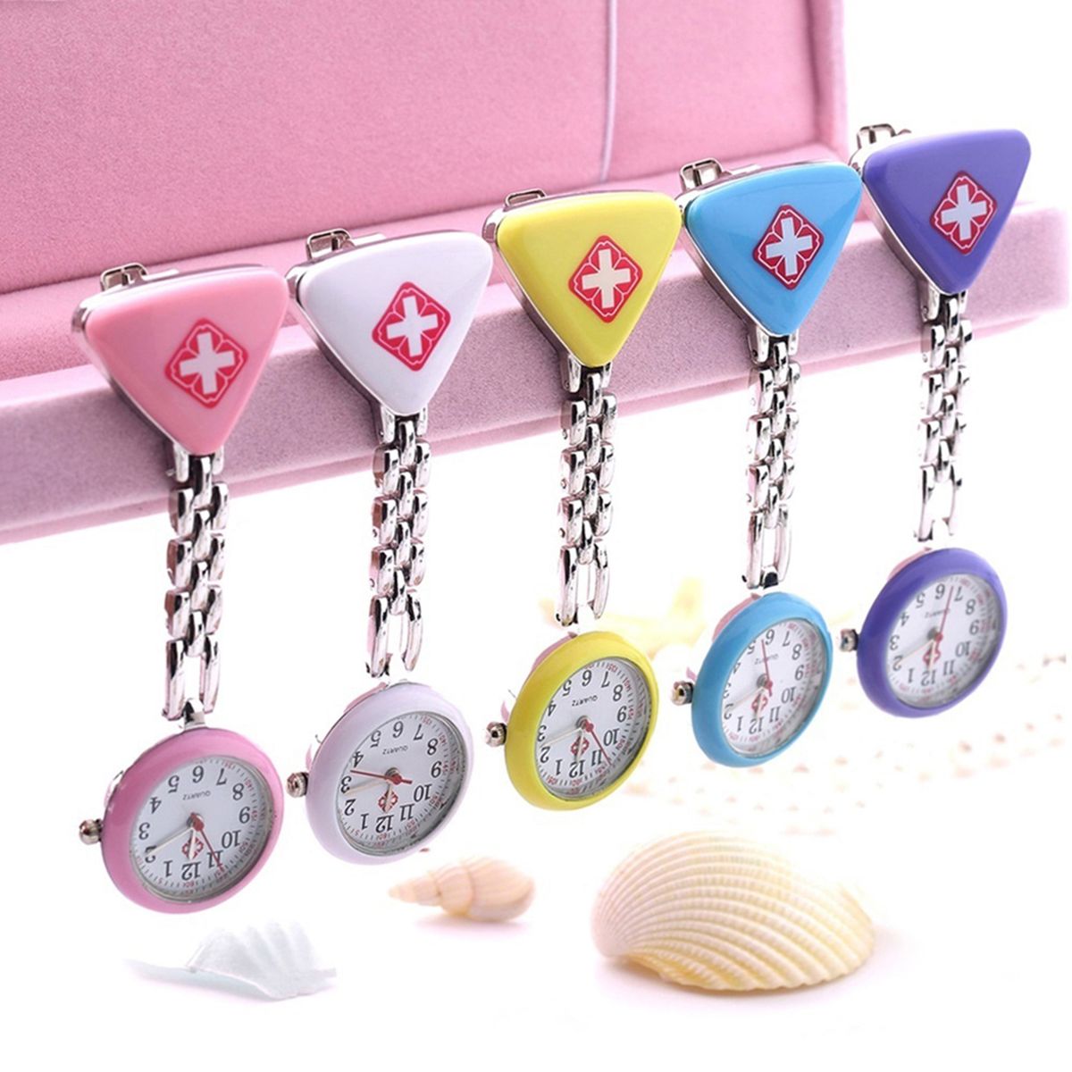 Round Triangular Nurse Doctor Watch Hanging-Pink