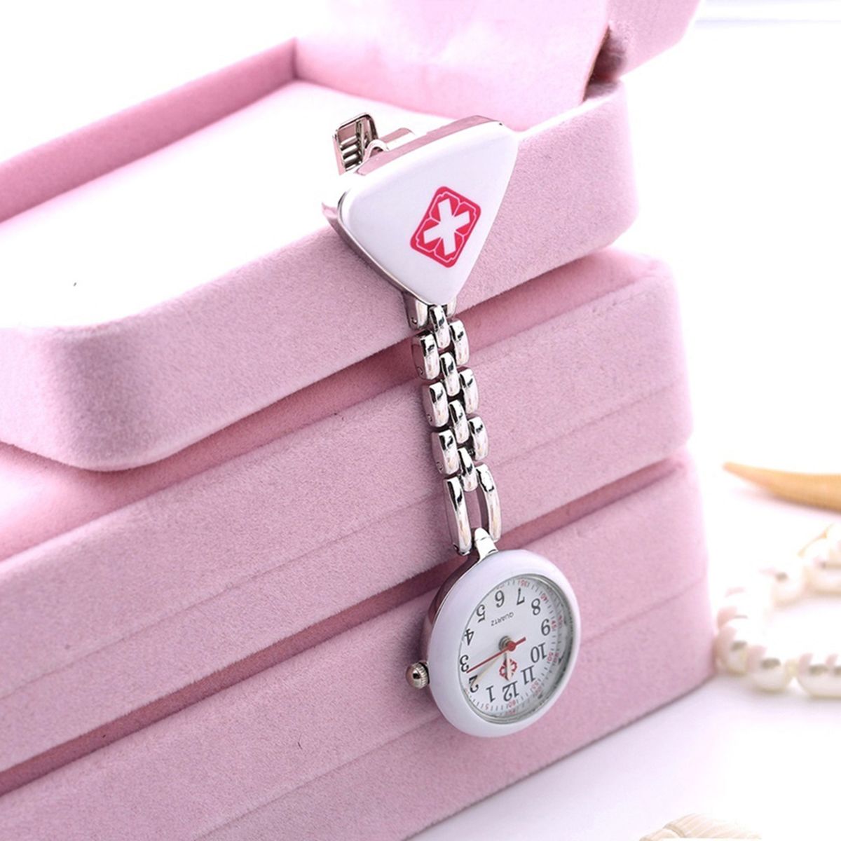 Round Triangular Nurse Doctor Watch Hanging-Pink