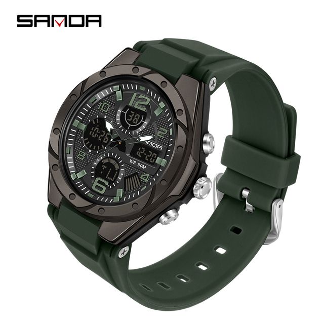 Fashion Ladies Digital Watch LED Light Dual Time