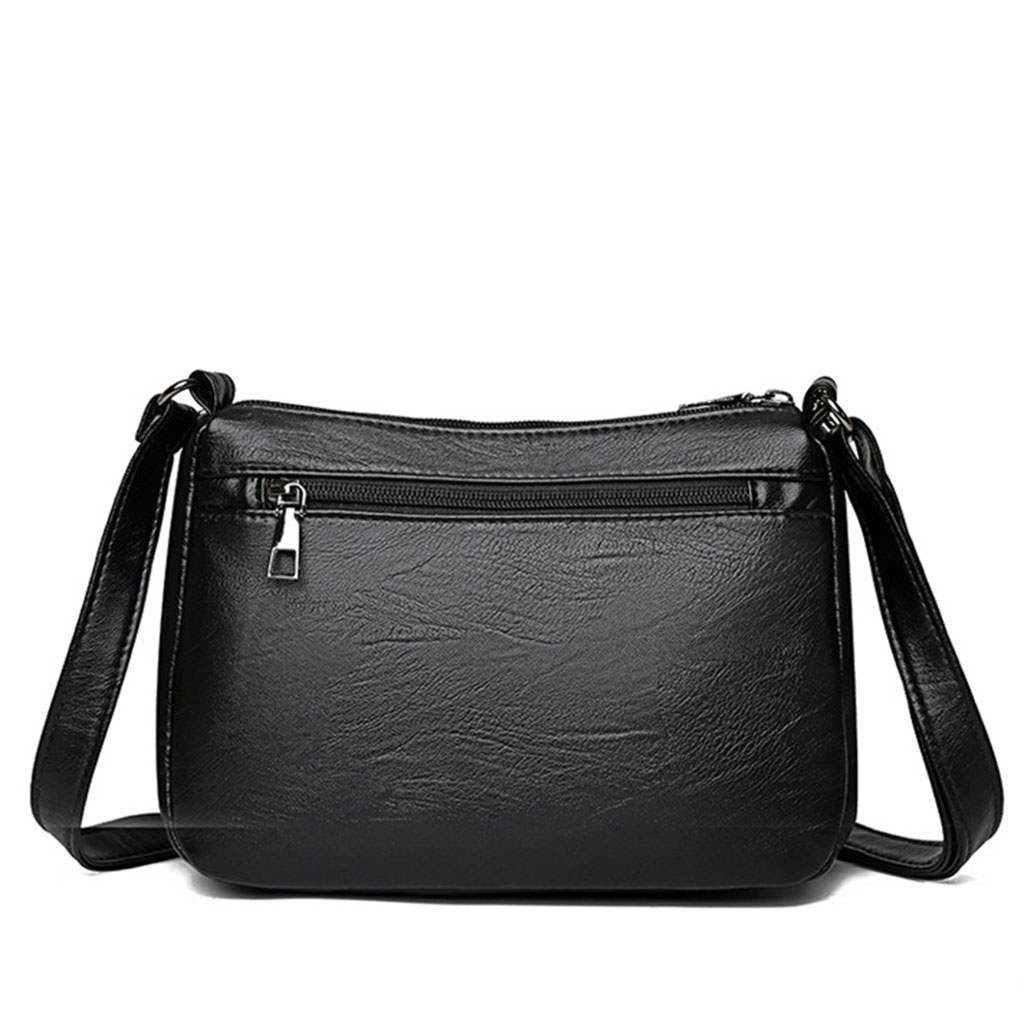Ladies Cross Body Bag PU Leather Messenger Bag Shoulder Handbag Black
