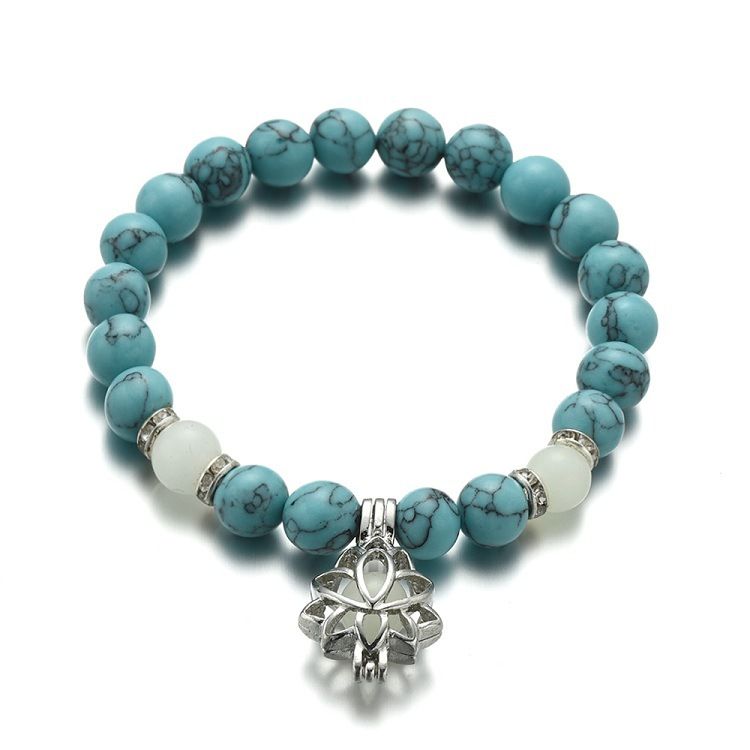 2Pcs/Set Couple Luminous Lotus Flower Bracelets
