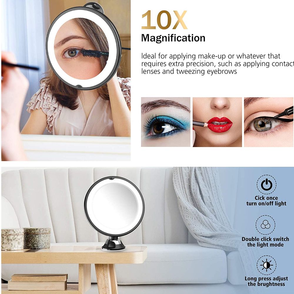 LED Light 360 Degree Rotating Cosmetic Vanity Makeup Mirror