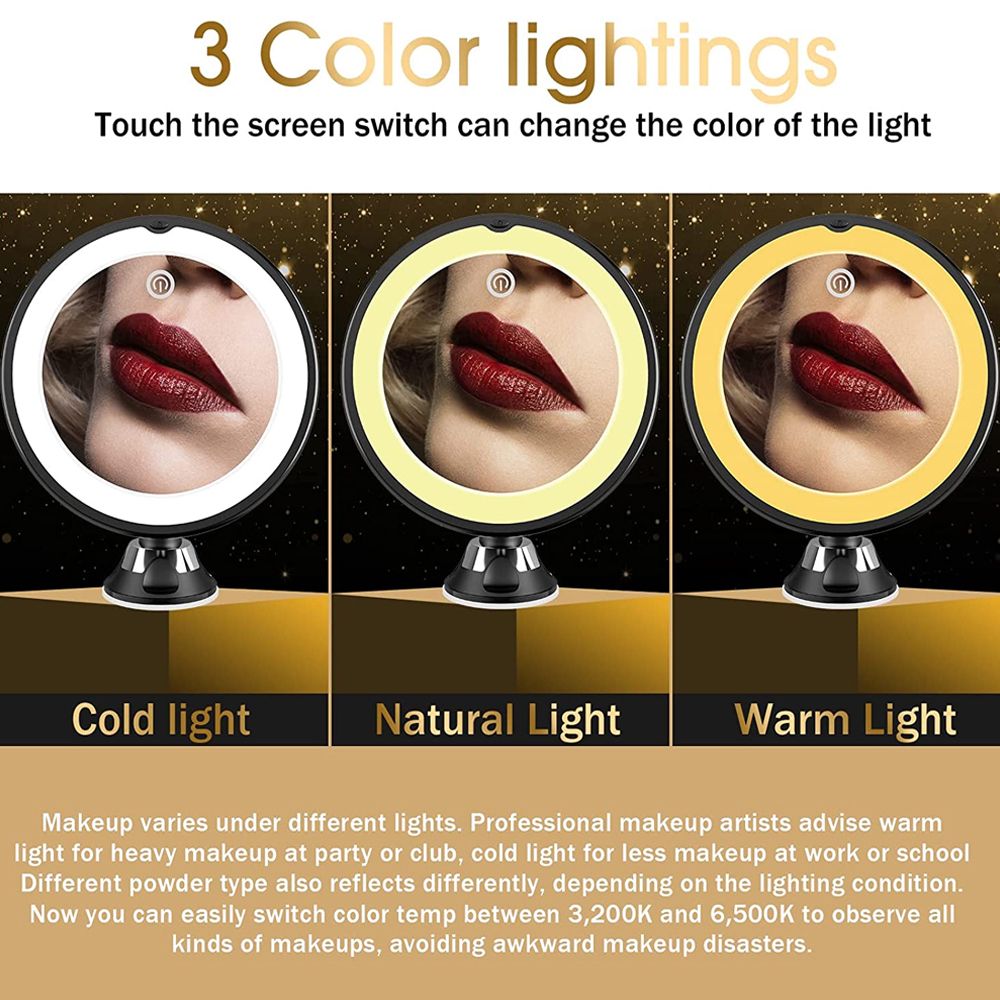 LED Light 360 Degree Rotating Cosmetic Vanity Makeup Mirror