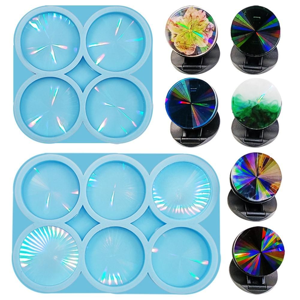 Holographic Light and Shadow Phone Stand Silicone Mold Decorative Sticker Grips Crystal Epoxy Resin Mold A