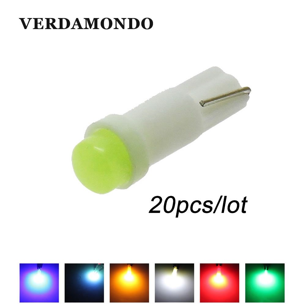 20pcs Car Interior T5 Led 1 SMD DC 12V Light Ceramic Dashboard Gauge Instrument Ceramic Car Auto Side Wedge Light Lamp Blue