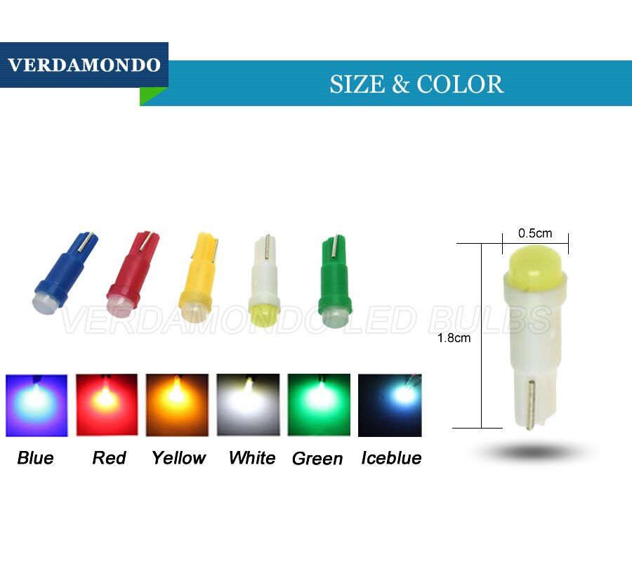 20pcs Car Interior T5 Led 1 SMD DC 12V Light Ceramic Dashboard Gauge Instrument Ceramic Car Auto Side Wedge Light Lamp Blue