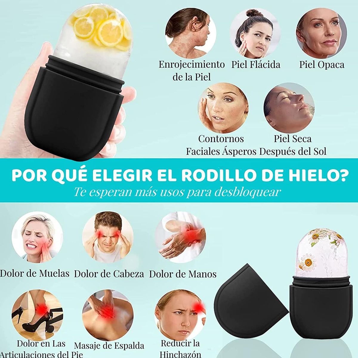 Facial Ice Roller Mold Holder for Face Eyes Reusable Face Ice Roller Mould Tighten and Shrink Pores Brighten Skin Eye Puffiness Treatment
