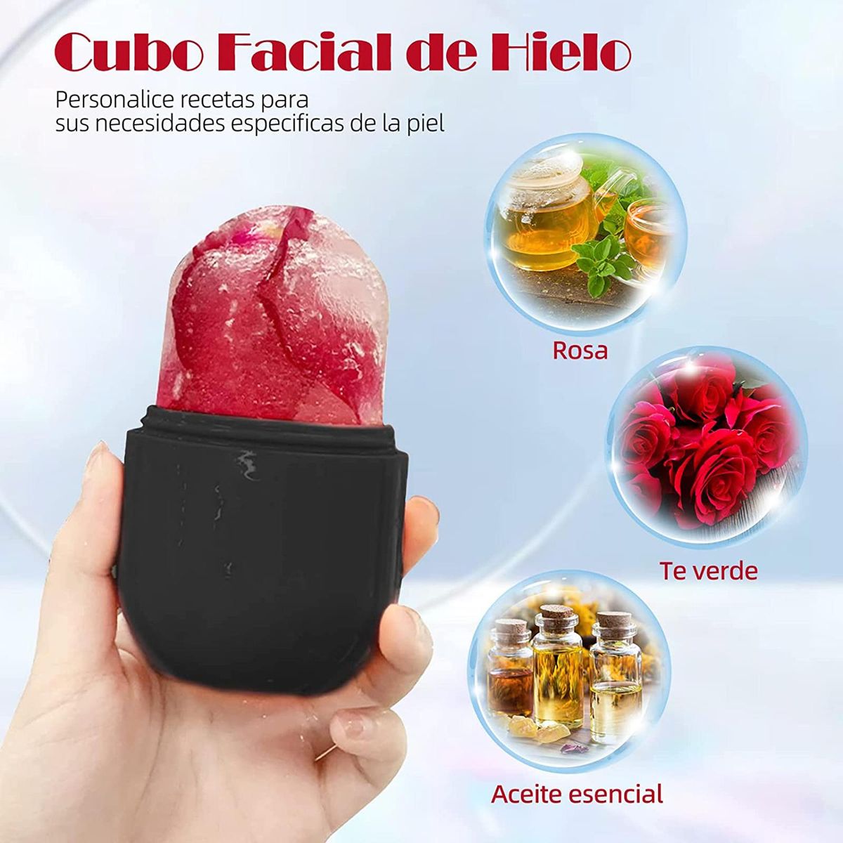 Facial Ice Roller Mold Holder for Face Eyes Reusable Face Ice Roller Mould Tighten and Shrink Pores Brighten Skin Eye Puffiness Treatment