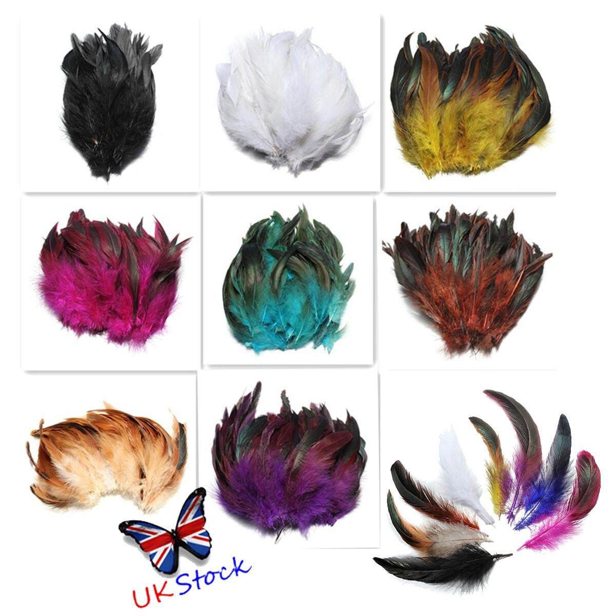 New 100 PCS White And 100 PCS Brown Fluffy Fashion Rooster Feather Fringe Decoration Home Craft DIY 6-8