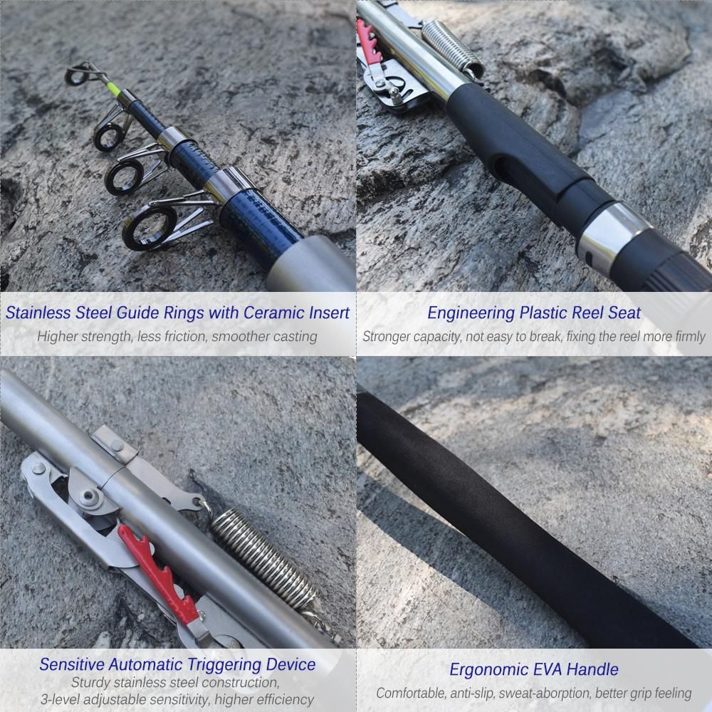 2.1m / 2.4m / 2.7m / 3.0m Automatic Fishing Rod Adjustable Telescopic Rod Pole Device Sea River Lake Pool Fishing Tackle with Bank Stick