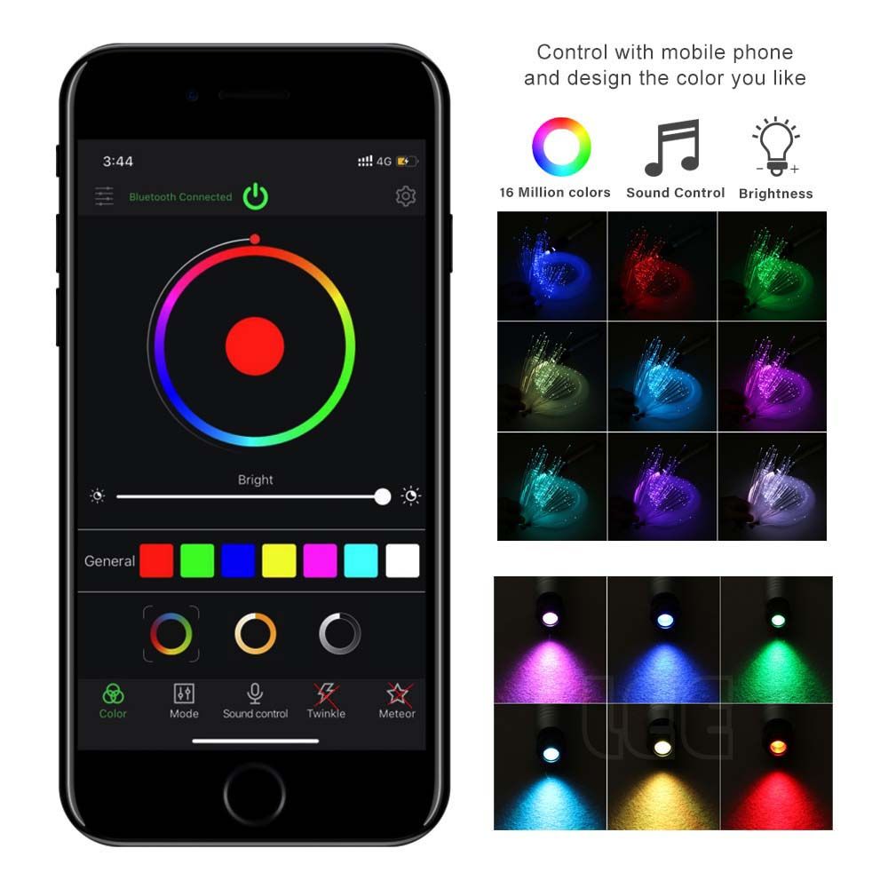 6W RGBW Car Roof Star Light Smartphone APP Music Controller Fiber Optic Led For Starry