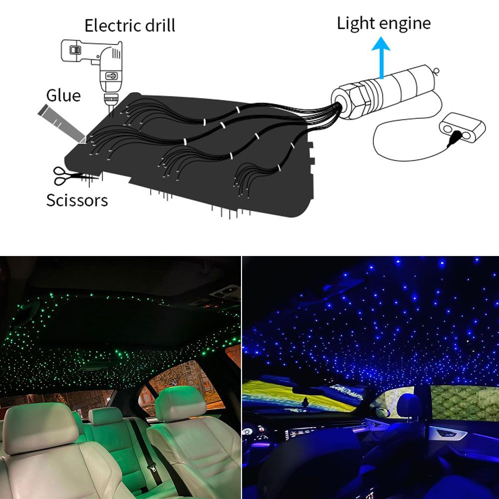 6W RGBW Car Roof Star Light Smartphone APP Music Controller Fiber Optic Led For Starry