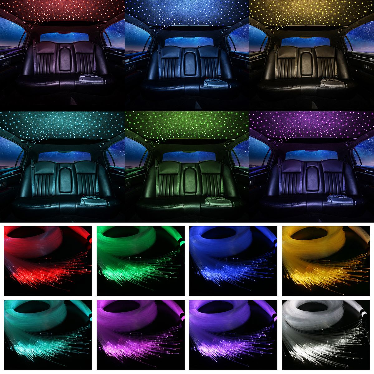 6W RGBW Car Roof Star Light Smartphone APP Music Controller Fiber Optic Led For Starry