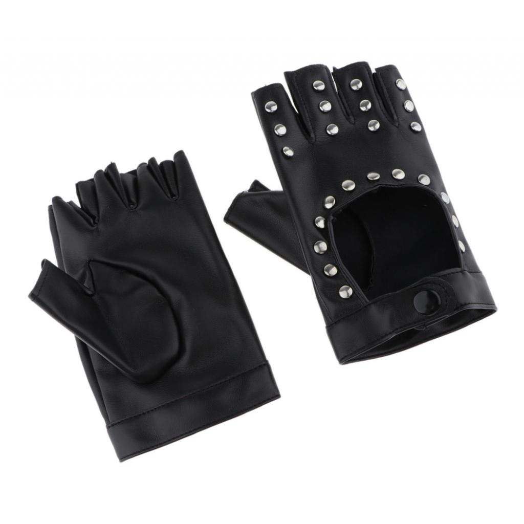 Women Half Palm Golves Pu Leather Dancing  Cosplay Fingerless