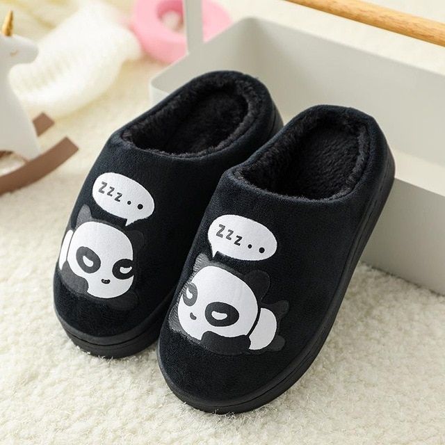 Plush Velvet Cartoon Panda Baby Girls Bedroom Casual Shoes
