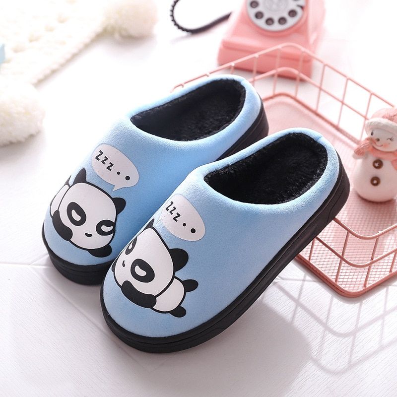 Plush Velvet Cartoon Panda Baby Girls Bedroom Casual Shoes