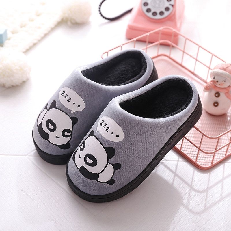 Plush Velvet Cartoon Panda Baby Girls Bedroom Casual Shoes