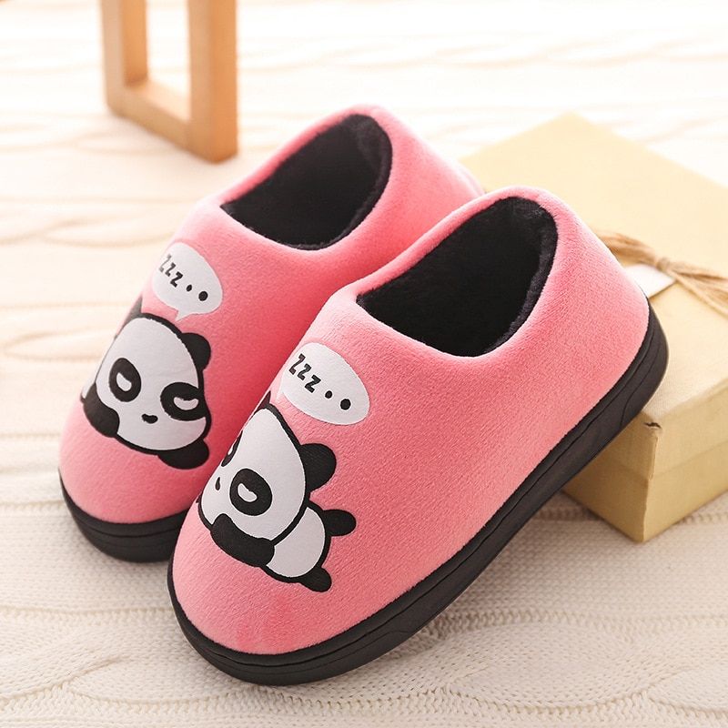 Plush Velvet Cartoon Panda Baby Girls Bedroom Casual Shoes