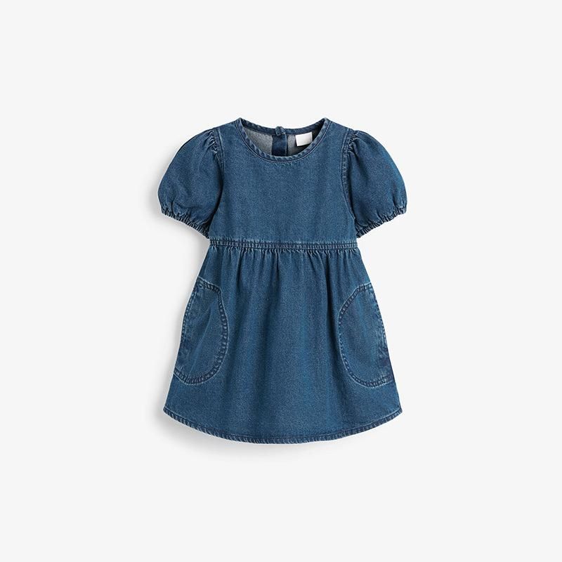 2023 Children's Denim Dress 2023 Summer European and American Princess Dress Solid