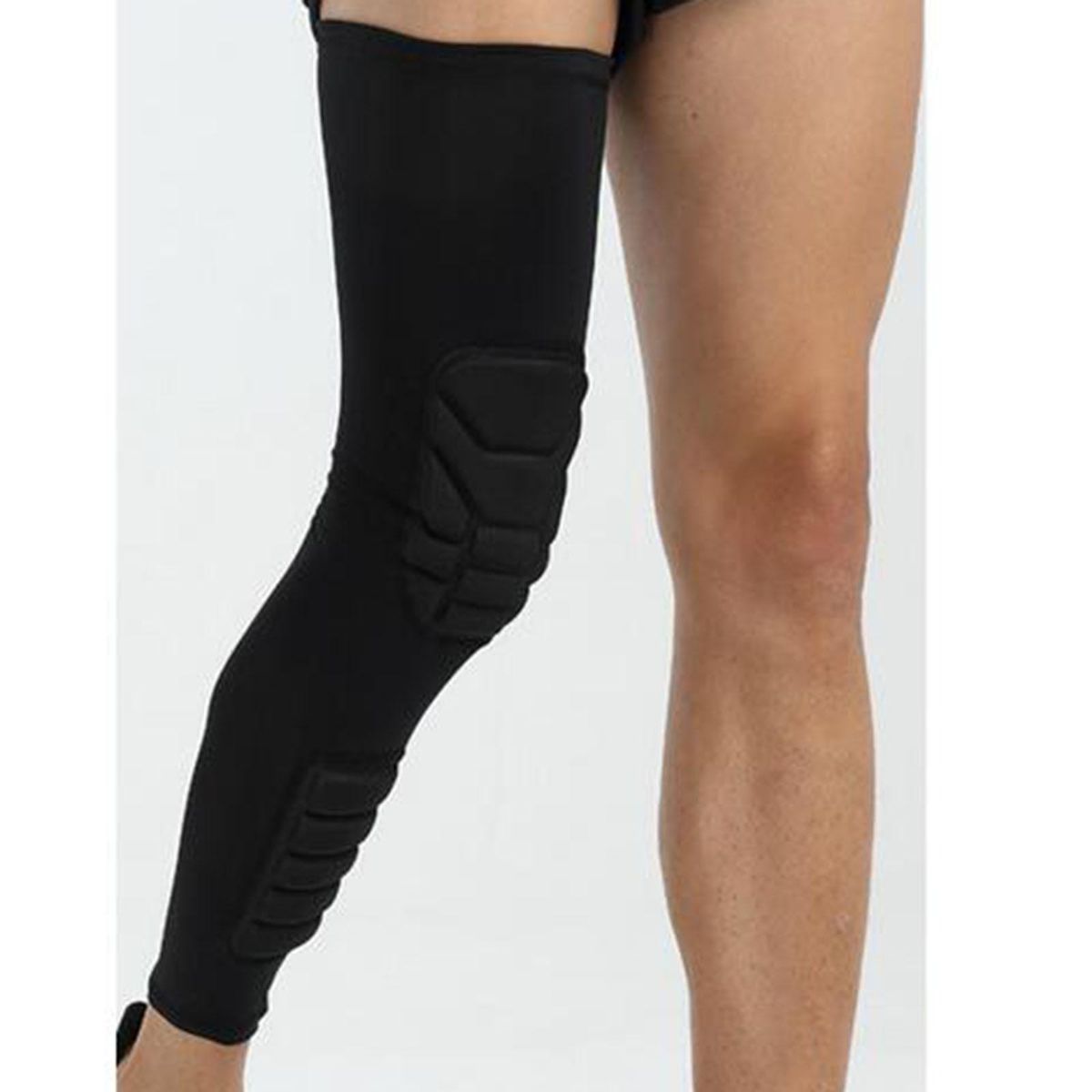 Long Protective Knee Calf Pads Compression Leg Black XL