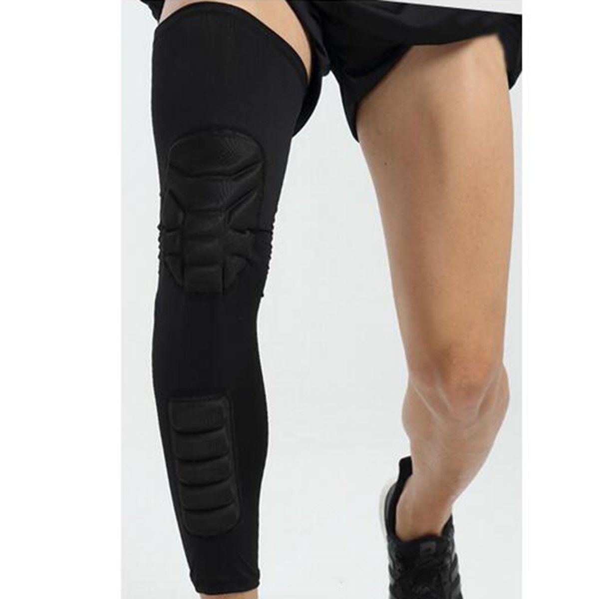 Long Protective Knee Calf Pads Compression Leg Black XL