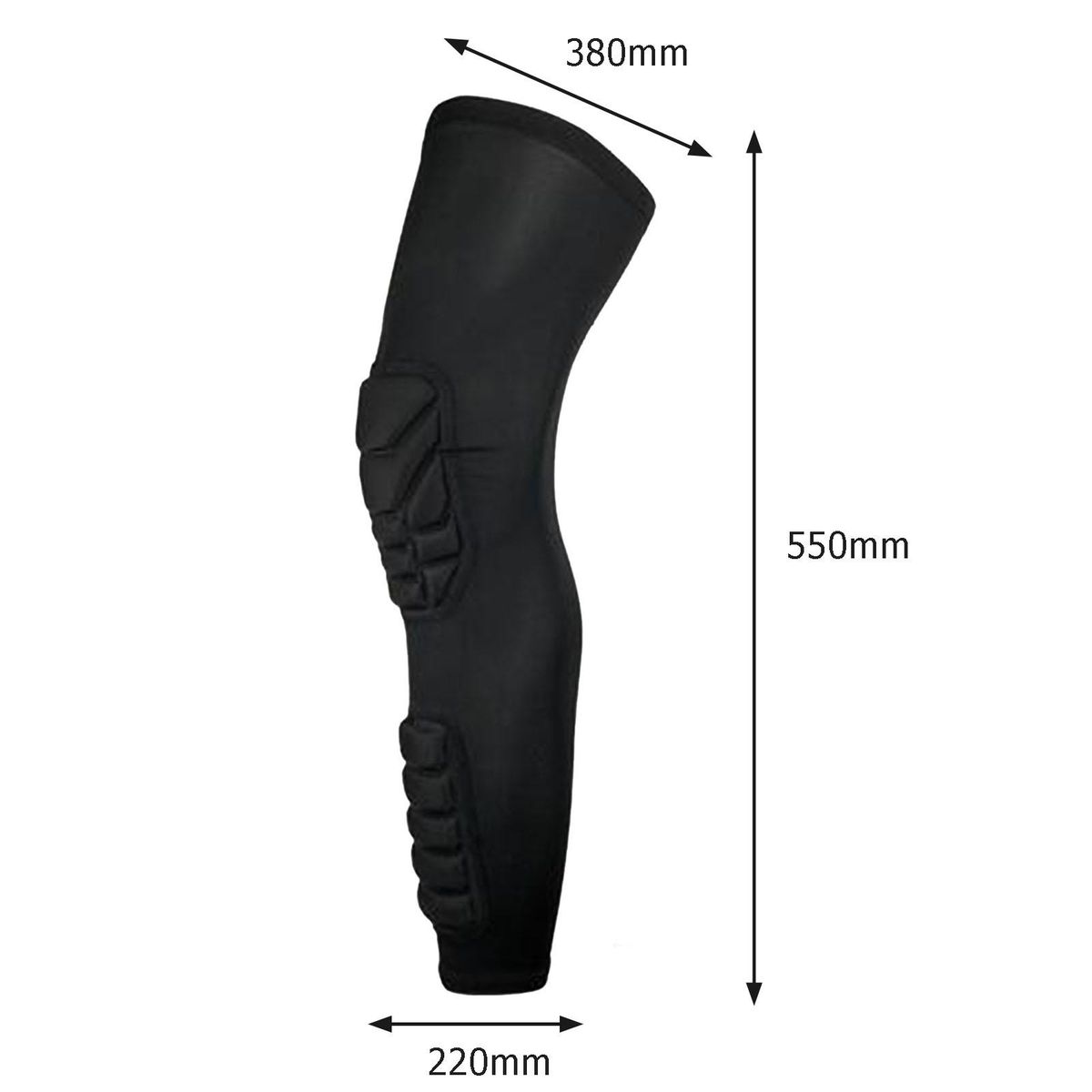 Long Protective Knee Calf Pads Compression Leg Black XL