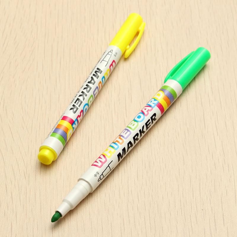 12 Colors White Board Maker Pen White Board Whiteboard Marker Chalk Erasable Glass Ceramics Maker Pen Easy Erasing