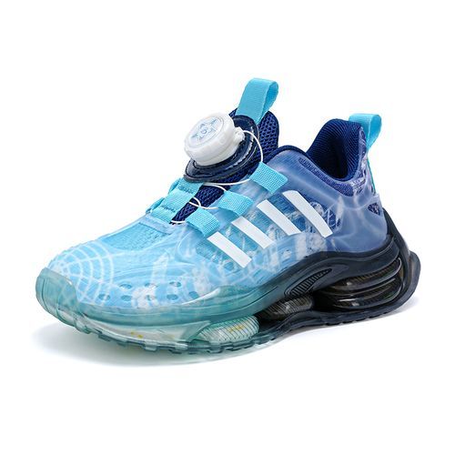 Noctilucent Girls Breathable Shoes Rotating Buckle Kid's Sneakers Blue