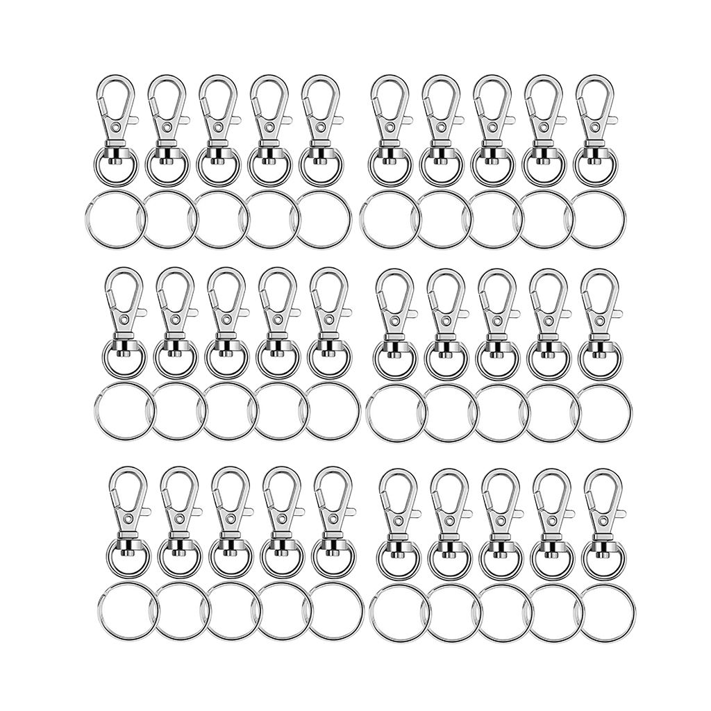 100 Pack Metal Lanyard Hook Swivel Snap Lobster Clasps Clips With Key