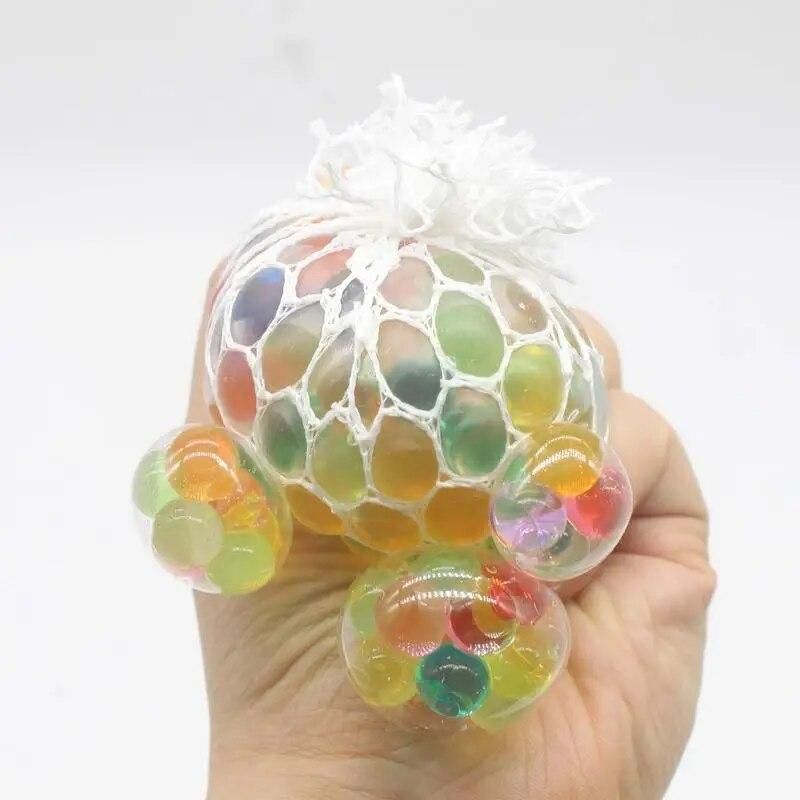 Squeeze Toy Ball Fidgets Toy Soft Rainbow Sensory Ball 3pcs Squish Balls Singular Toys With Colorful Beads Non-sticky Cute Pinch