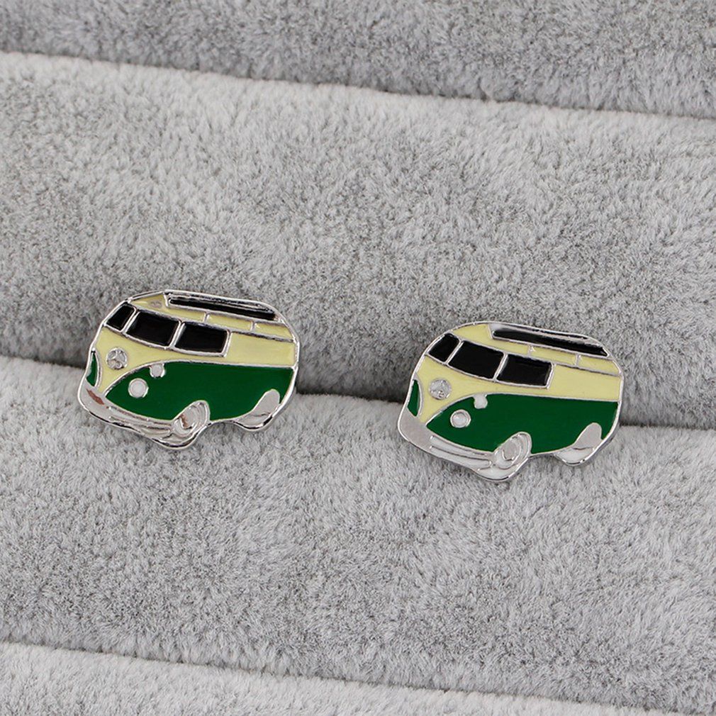 B1128 Fashion Creative Green Bus Cufflinks-B1128