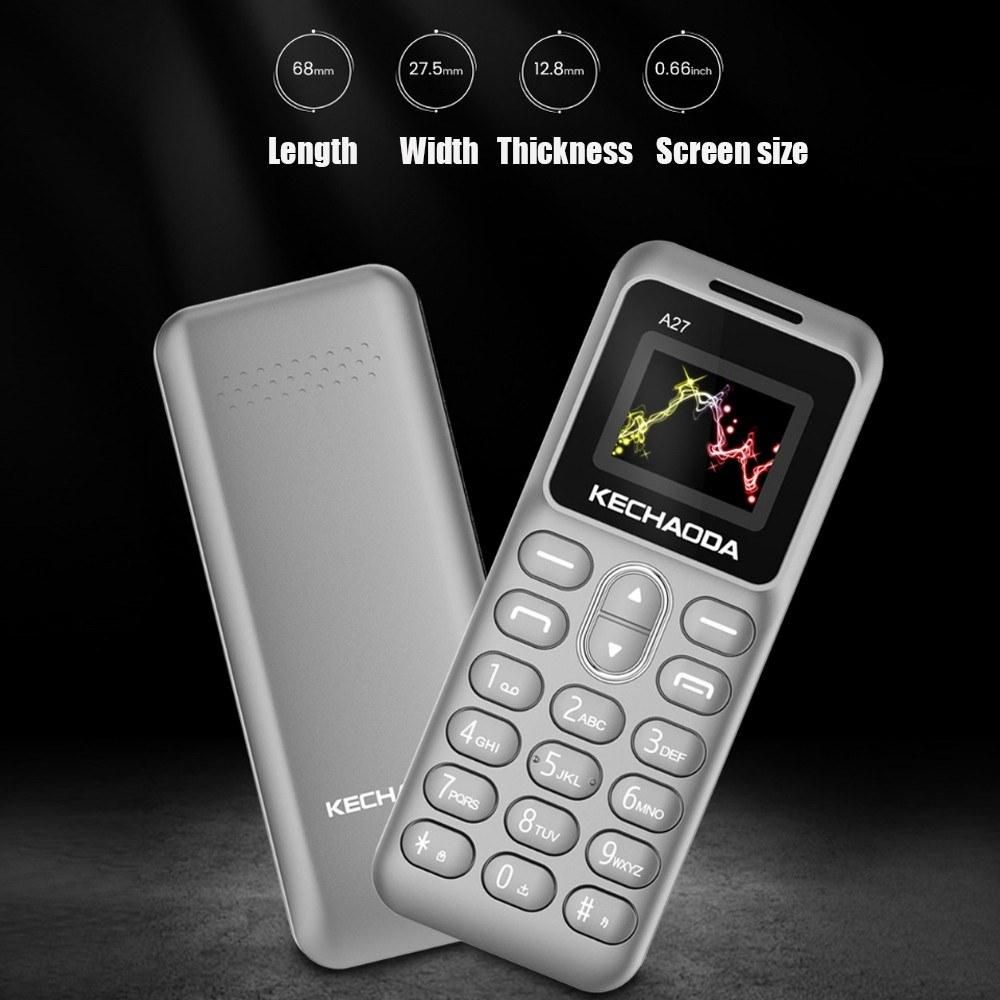 KECHAODA A27 2G GSM Feature Phone Dual SIM 0.66” 32MB BT Dialer 350mAh Detachable Battery MP3/FM Mini Mobile Phones for Child Seniors
