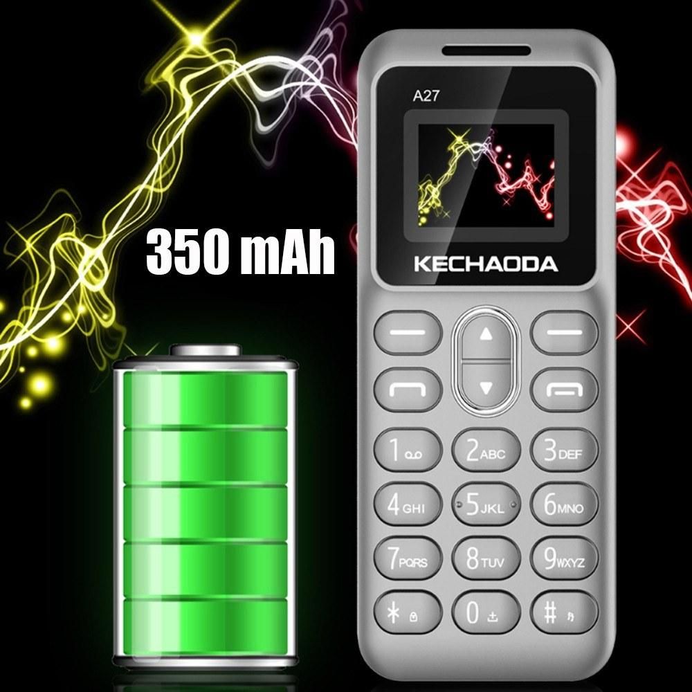 KECHAODA A27 2G GSM Feature Phone Dual SIM 0.66” 32MB BT Dialer 350mAh Detachable Battery MP3/FM Mini Mobile Phones for Child Seniors