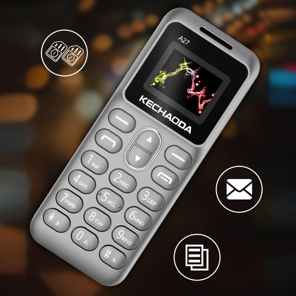 KECHAODA A27 2G GSM Feature Phone Dual SIM 0.66” 32MB BT Dialer 350mAh Detachable Battery MP3/FM Mini Mobile Phones for Child Seniors