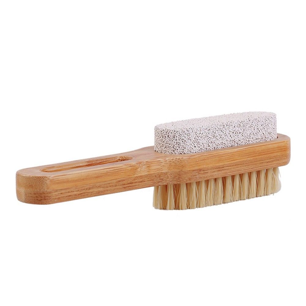 Foot Brush Scrubber Bamboo Handle Pumice Stone Feet