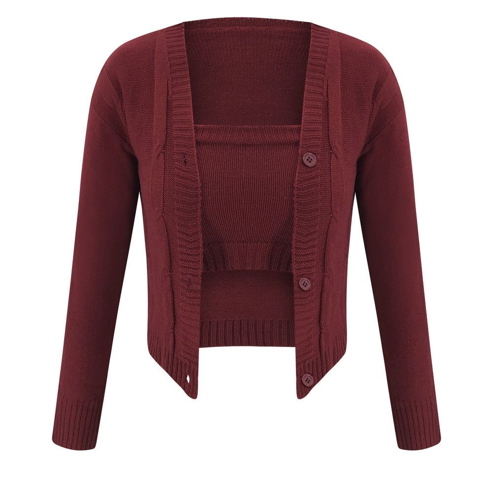 Women Knitted Sweaters Sets Strapless Bra Crop Tops+Mini Skirts+Long Sleeve Cardigan Coats 3Pcs Casual Solid Ladies Sets（#Blue）