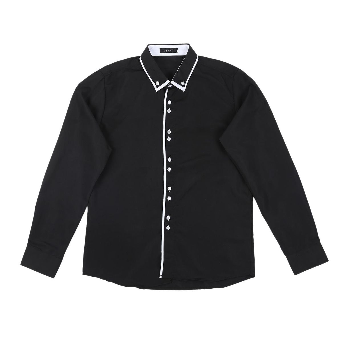 New Fashion Casual Double Collar Placket Contrast color