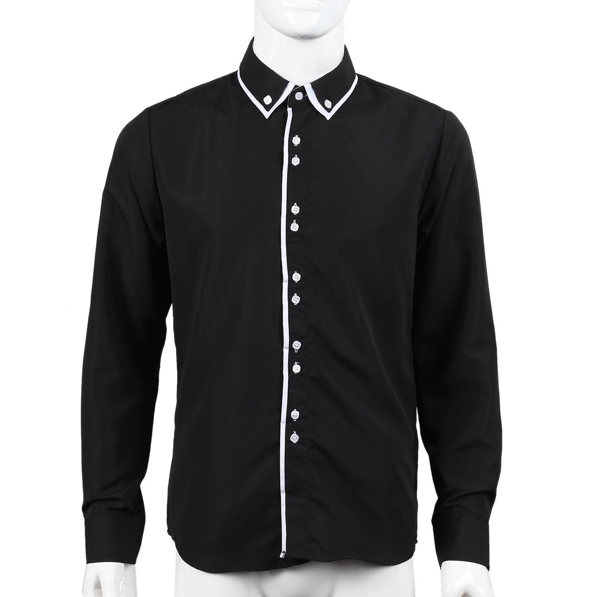 New Fashion Casual Double Collar Placket Contrast color
