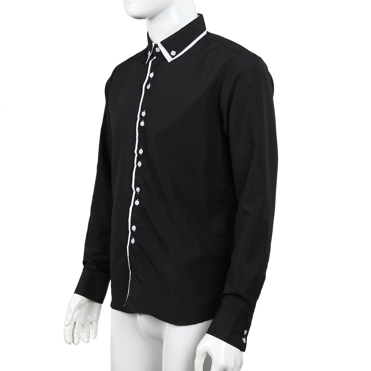 New Fashion Casual Double Collar Placket Contrast color