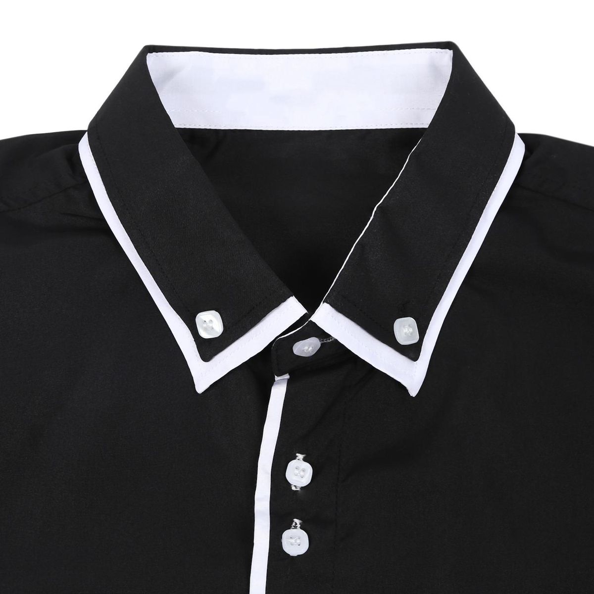 New Fashion Casual Double Collar Placket Contrast color