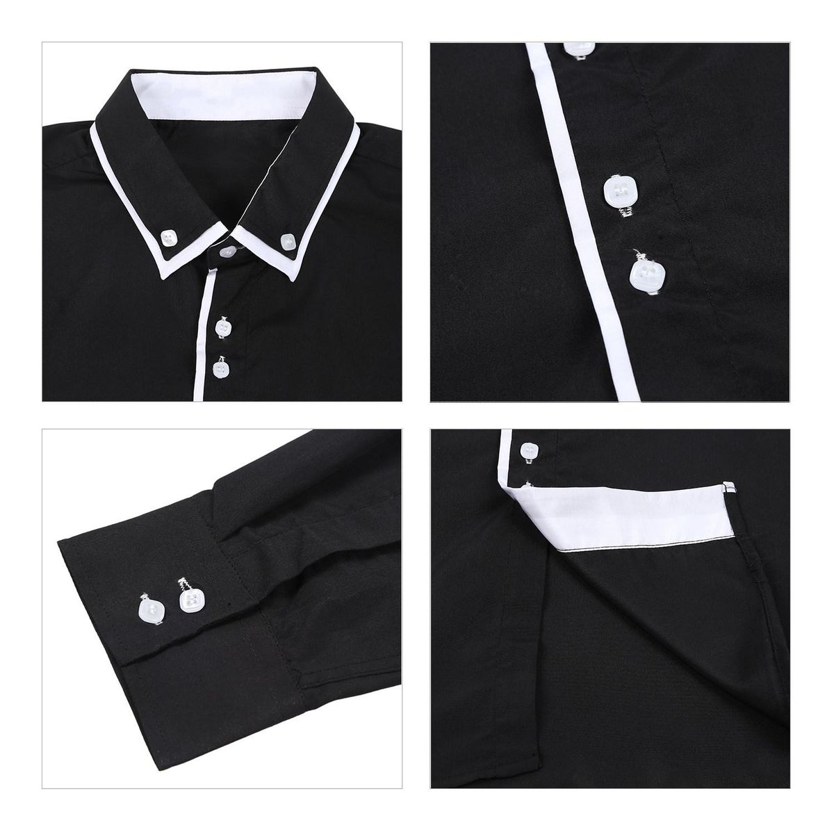 New Fashion Casual Double Collar Placket Contrast color
