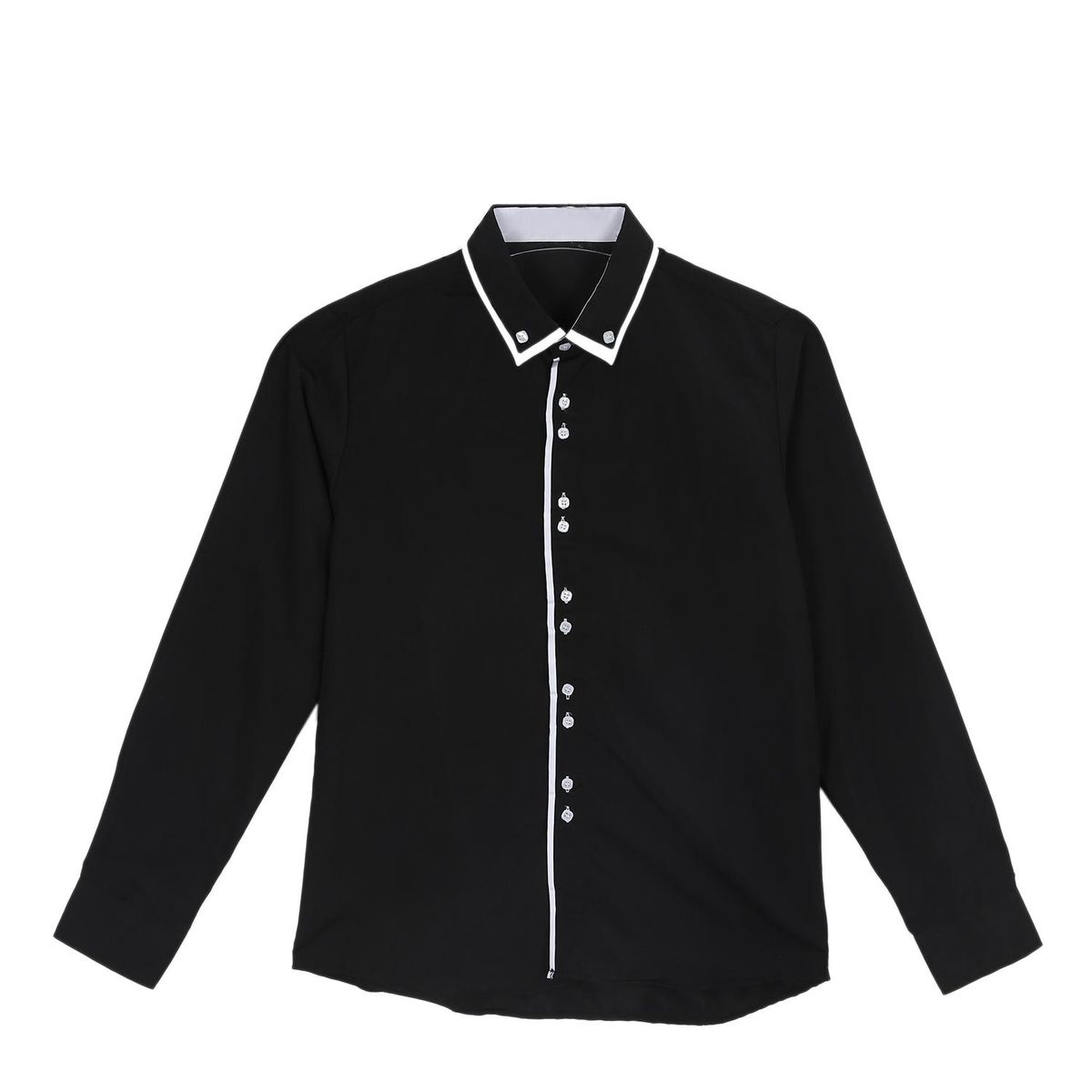 New Fashion Casual Double Collar Placket Contrast color