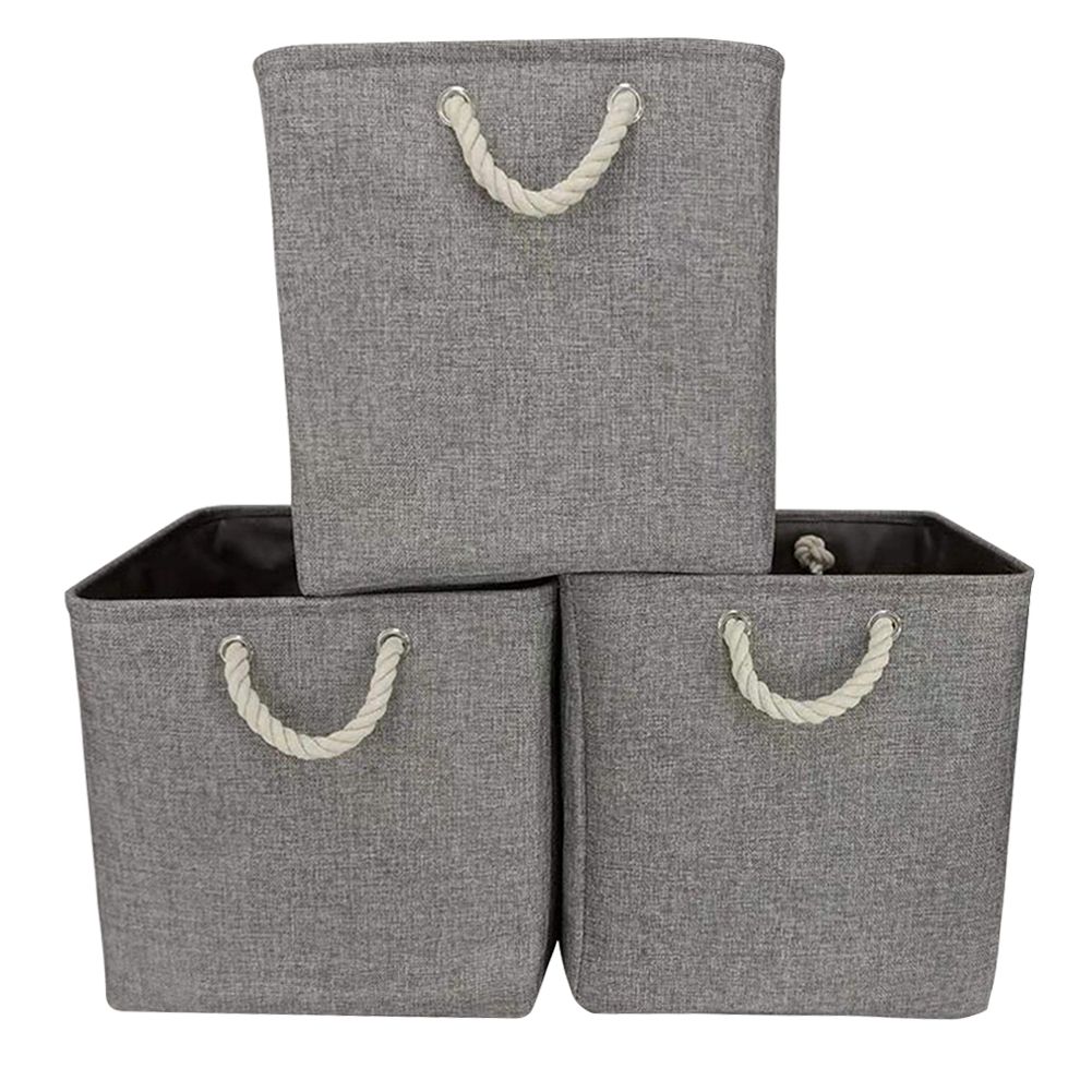 Large Foldable Fabric Linen Storage Bins Set Of 3