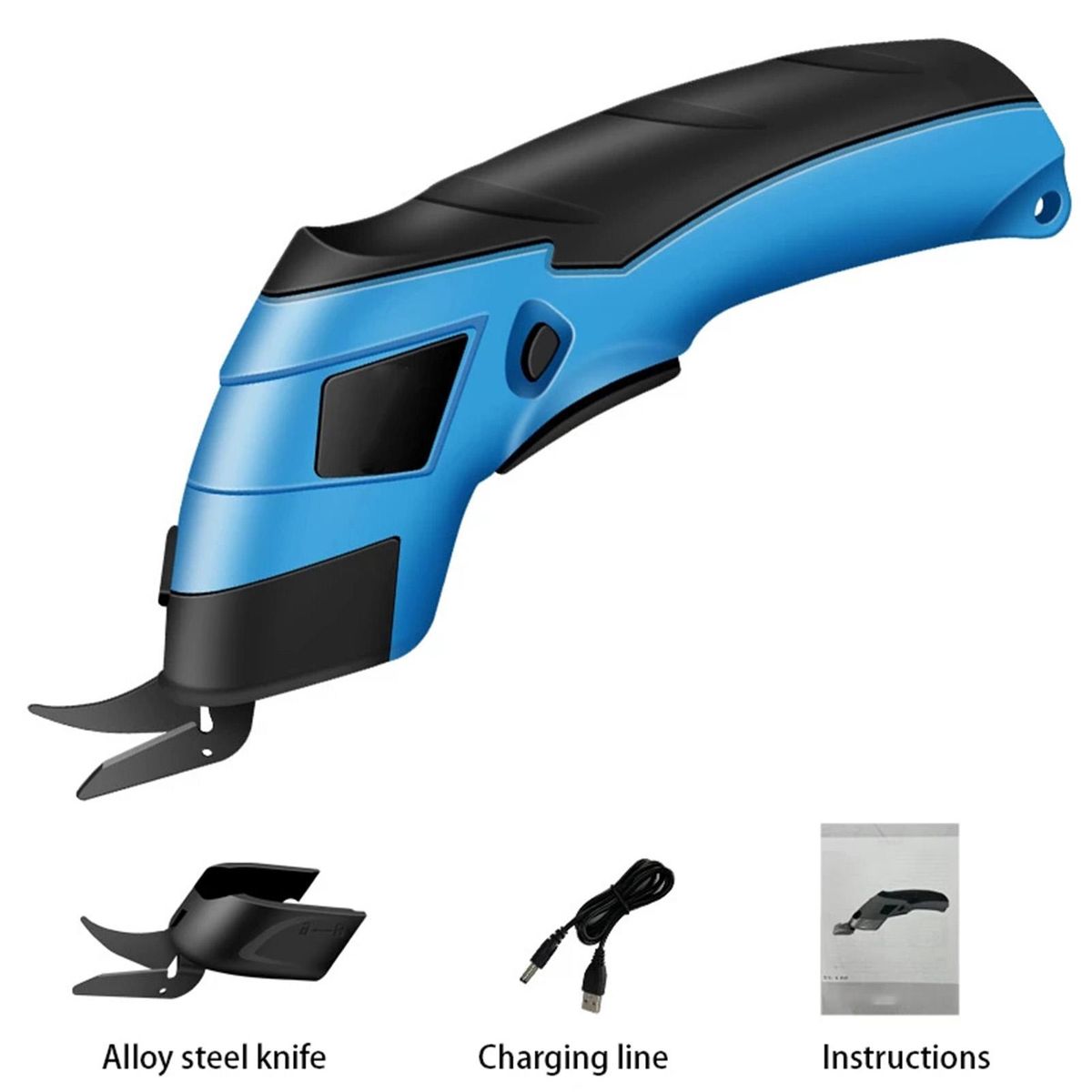 Multipurpose Rechargeable Electric Scissors Wireless 3.6V Battery Cutter Cloth Carpet PVC Leather Cutting Tools Cordless Sewing Shear Double Blade