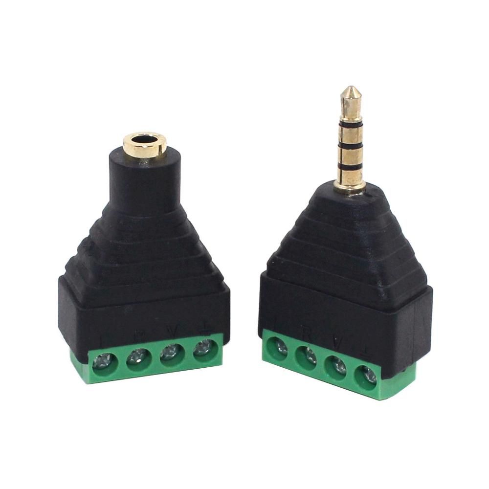 3.5mm 1/8 Inch Stereo Male & Female Plug To AV Screw Video Balun Terminal Jack Terminal Block Plug 3/4 Pole Connector