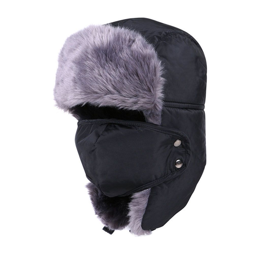 Winter Men's Aviator Hat Cold-proof Artificial Fur Russian Hat Thickened Ear Caps Windproof Biking Skiing Men's Winter Headwear-1