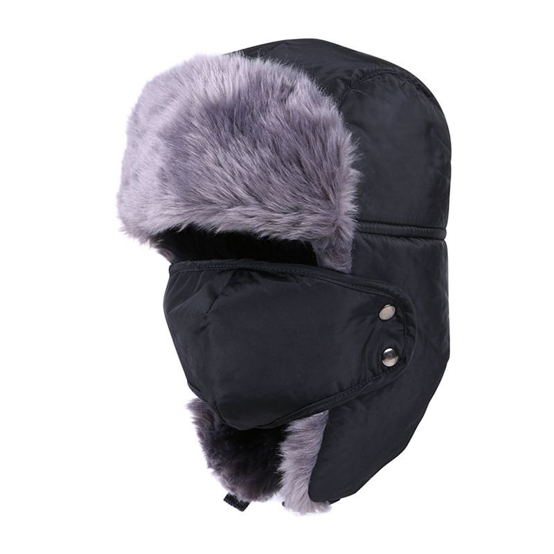 Winter Men's Aviator Hat Cold-proof Artificial Fur Russian Hat Thickened Ear Caps Windproof Biking Skiing Men's Winter Headwear-1