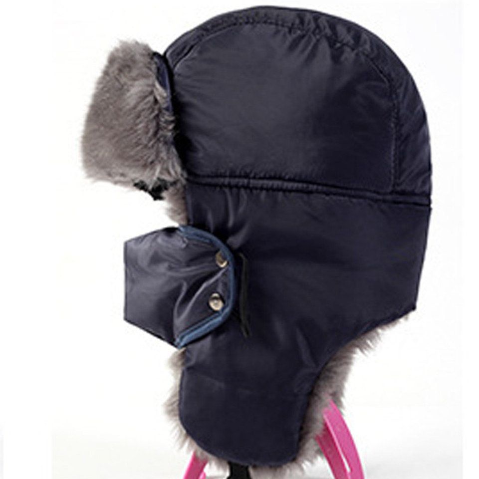 Winter Men's Aviator Hat Cold-proof Artificial Fur Russian Hat Thickened Ear Caps Windproof Biking Skiing Men's Winter Headwear-1