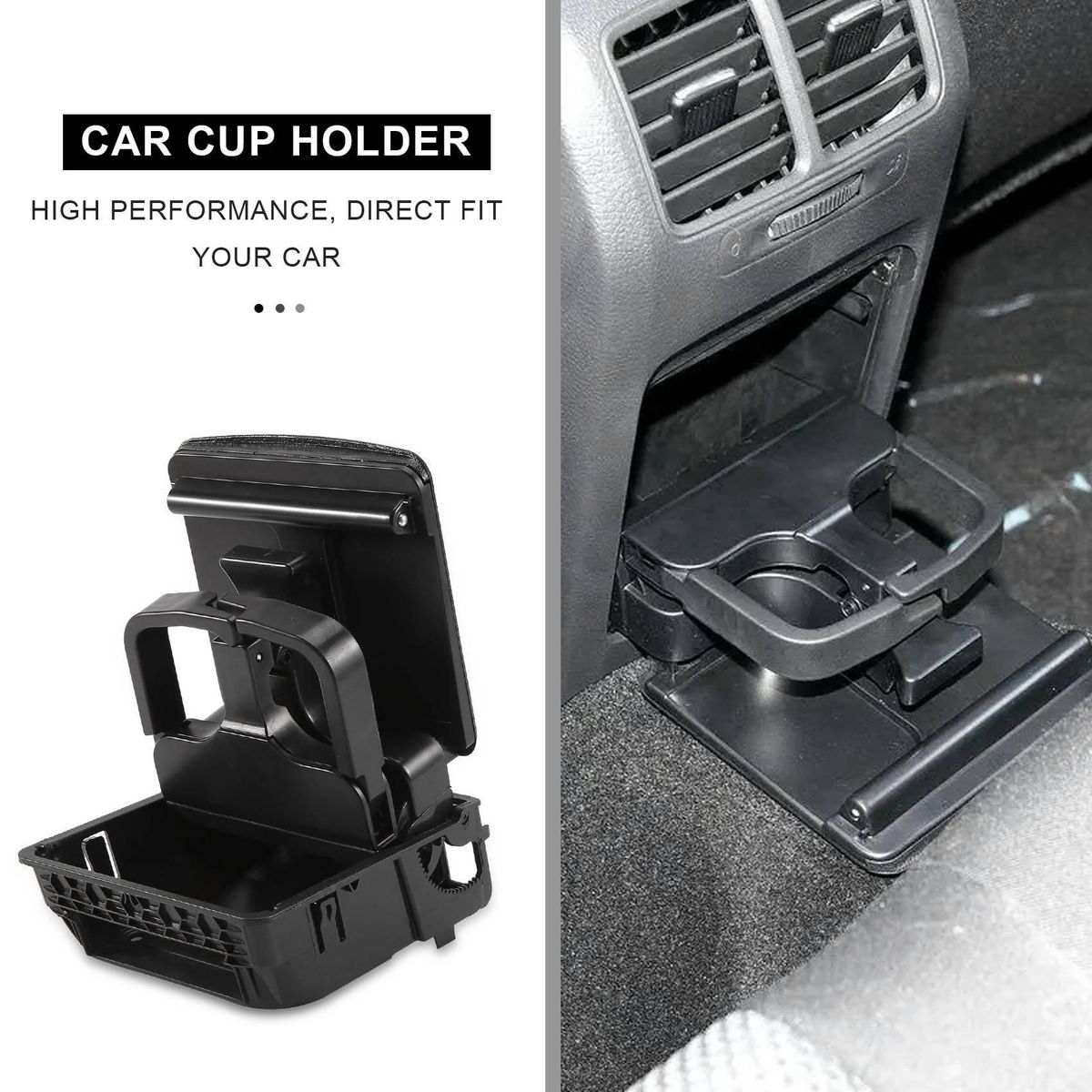 2018 Black Central Armrest Rear Cup Holder For Jetta 5 Golf 5 6 Rabbit EOS